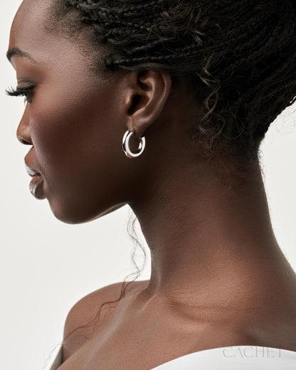 Pacifique - Rhodium Hoop Cachet Earrings - Paparazzi Accessories
