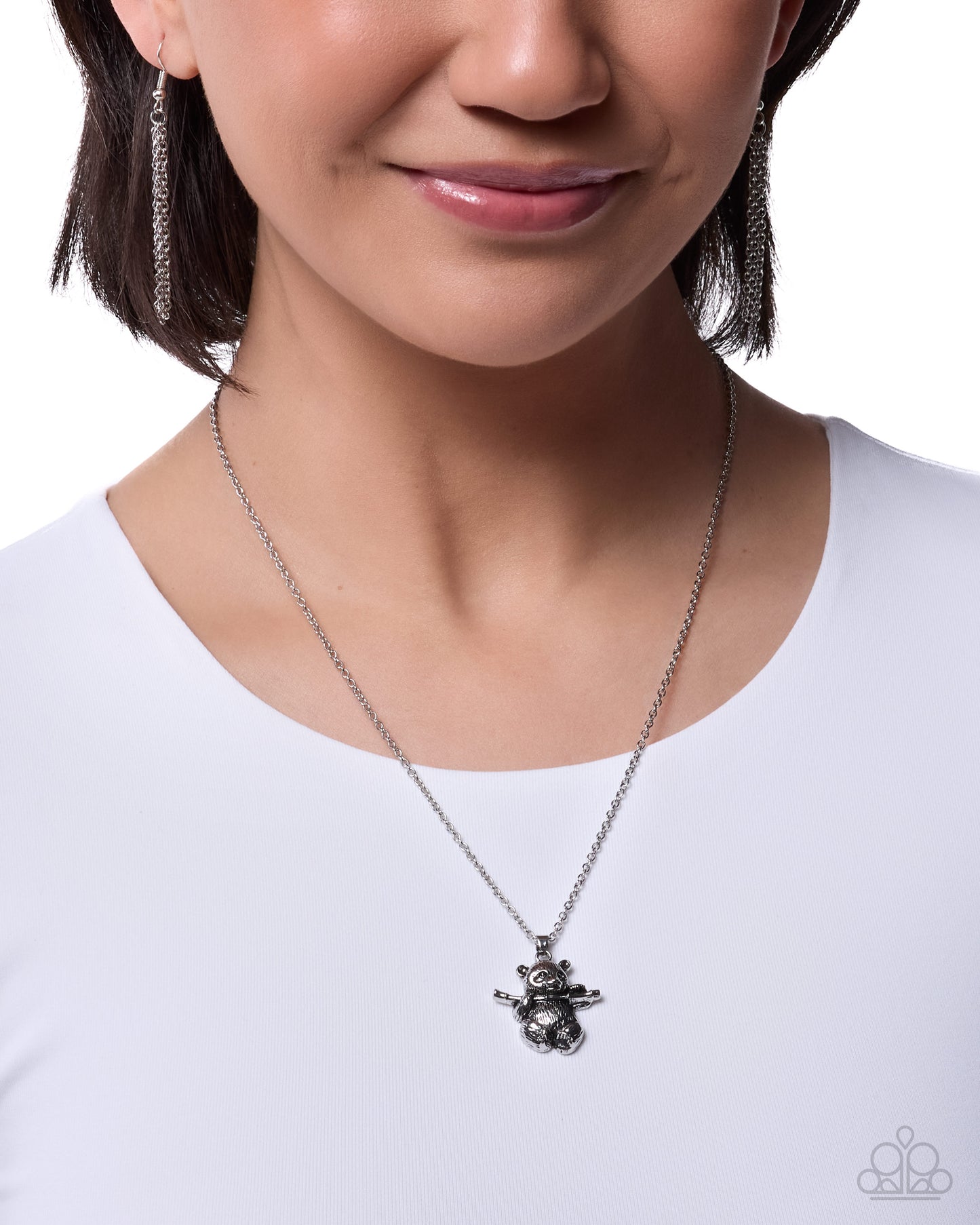 Pleasant Panda - Silver Panda Pendant Necklace - Paparazzi Accessories