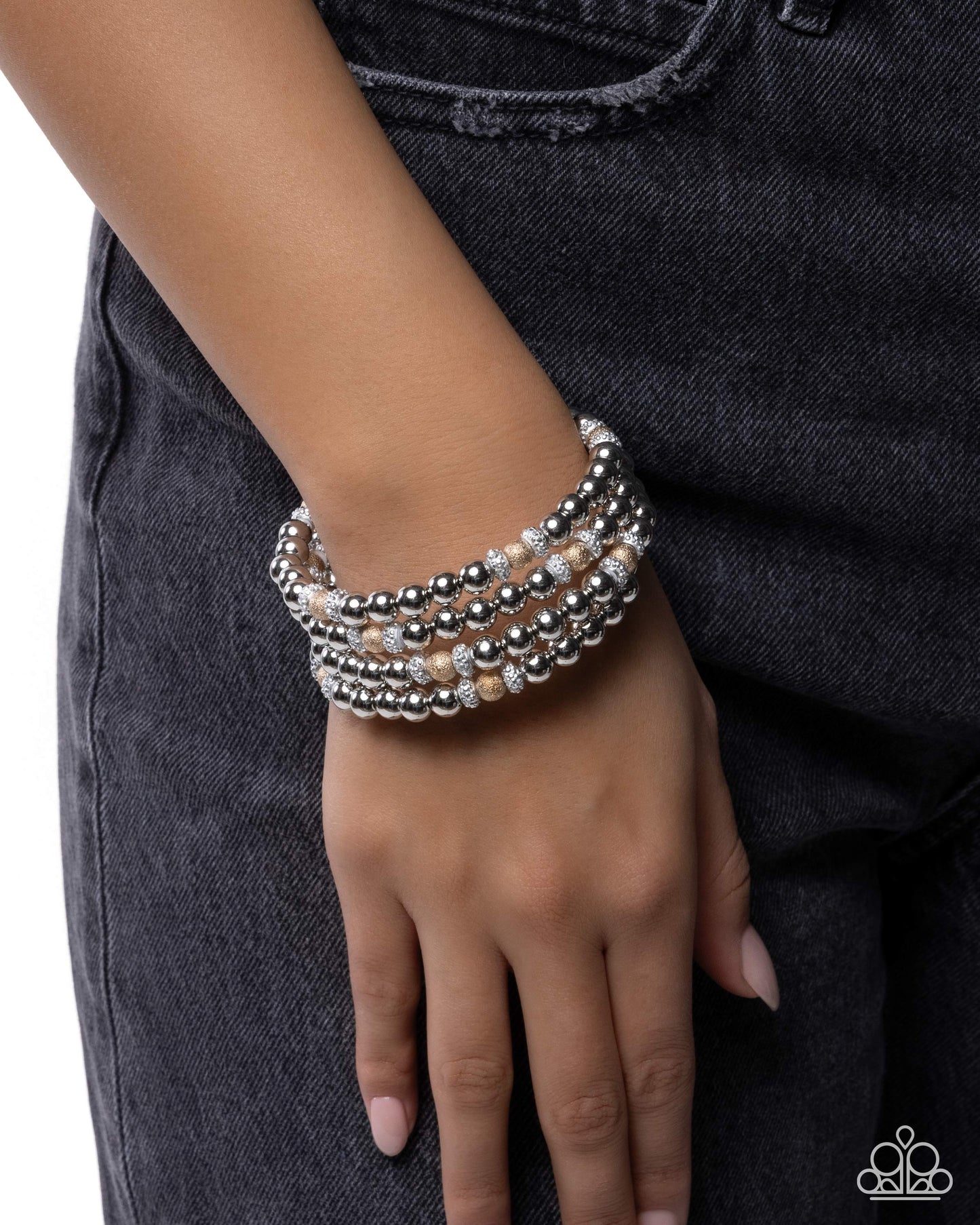 Polished Party - Silver and Gold Coil Bracelet - Paparazzi Accessories
