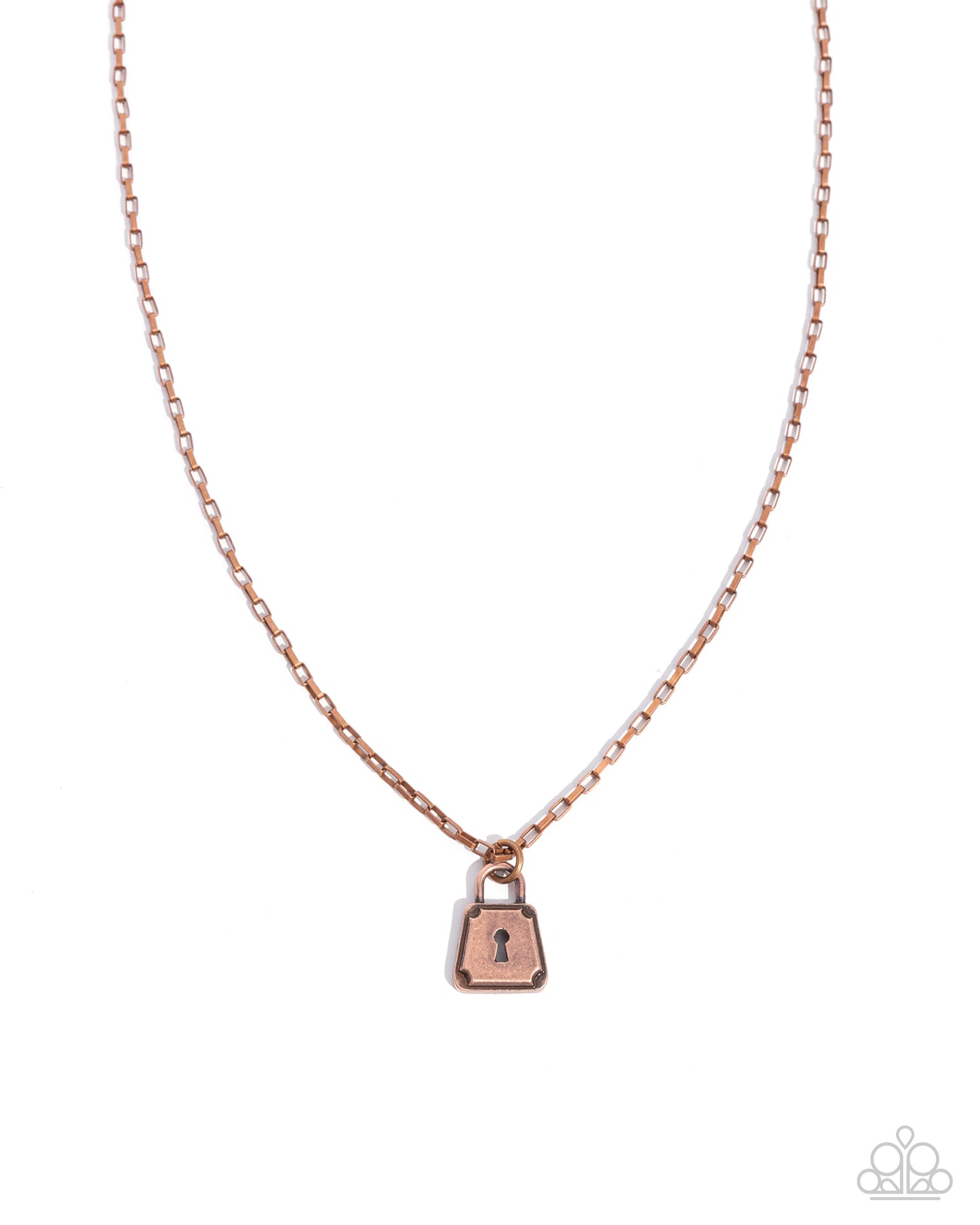 Lock Onto - Copper Lock Pendant Necklace - Paparazzi Accessories