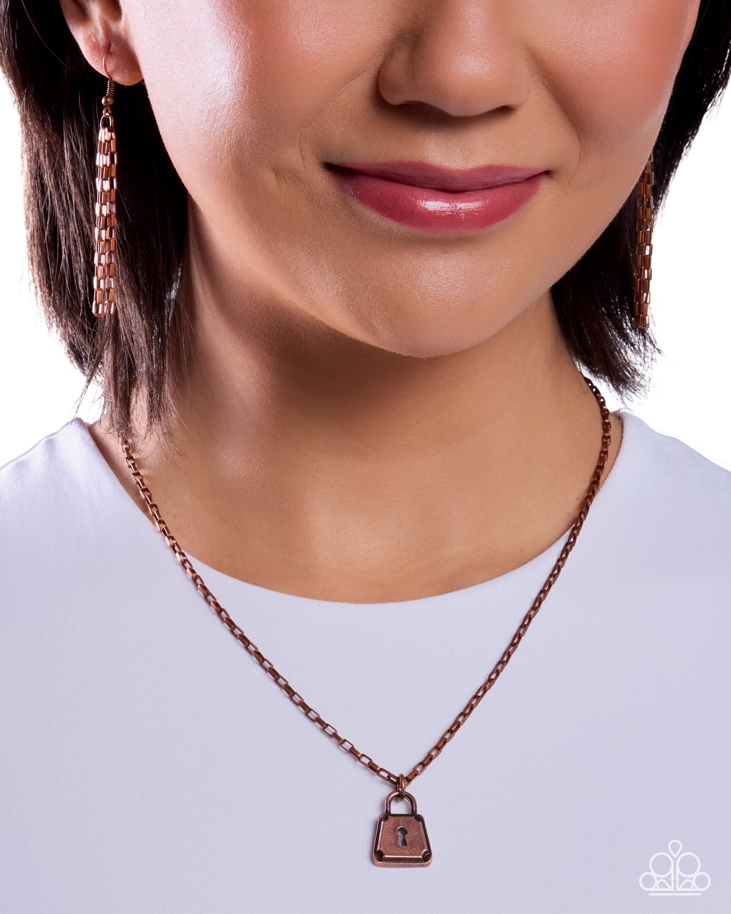 Lock Onto - Copper Lock Pendant Necklace - Paparazzi Accessories