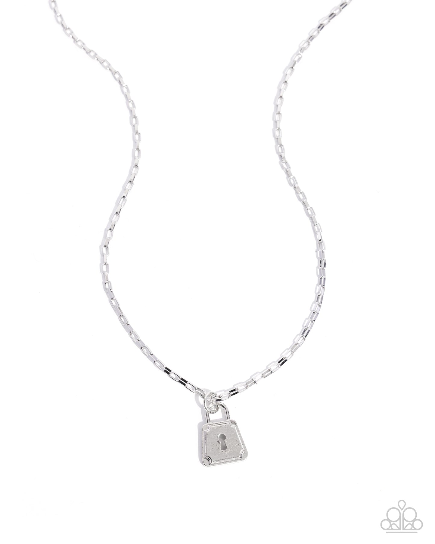 Lock Onto - Silver Lock Pendant Necklace - Paparazzi Accessories