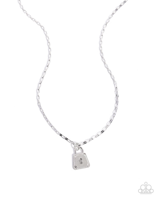 Lock Onto - Silver Lock Pendant Necklace - Paparazzi Accessories