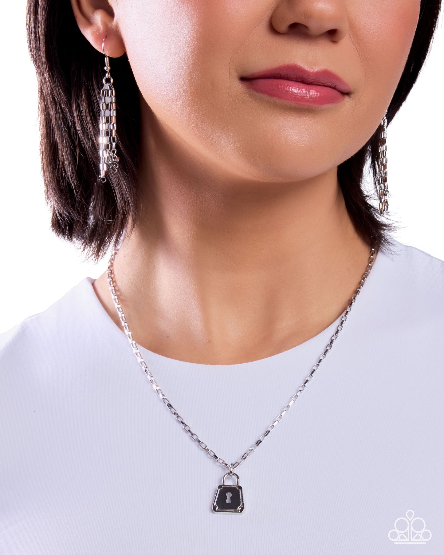 Lock Onto - Silver Lock Pendant Necklace - Paparazzi Accessories