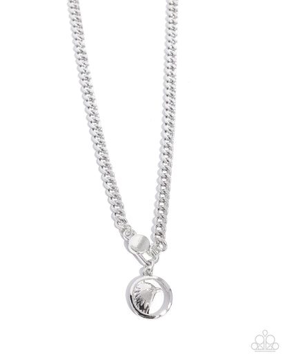 Elaborate Eagle - Silver Eagle Pendant, Urban Necklace - Paparazzi Accessories