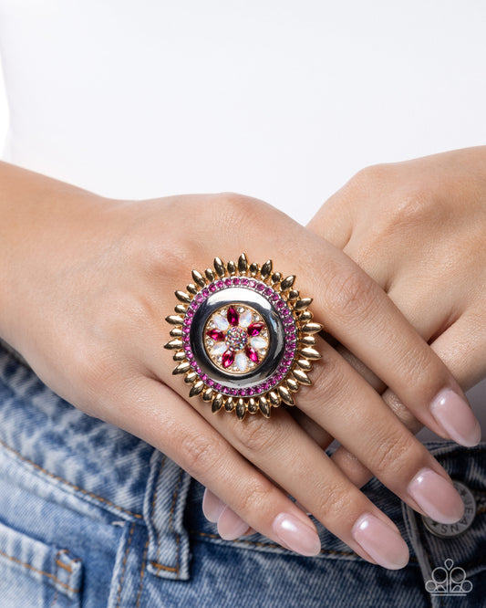 Twinkly Truth - Pink Rhinestone, Gold and Silver Ring - Paparazzi Accessories