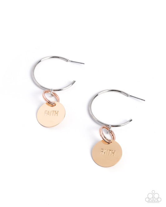 Balanced Belief - Multi Gold and Silver Drop Hoop Earrings - Paparazzi Accessories