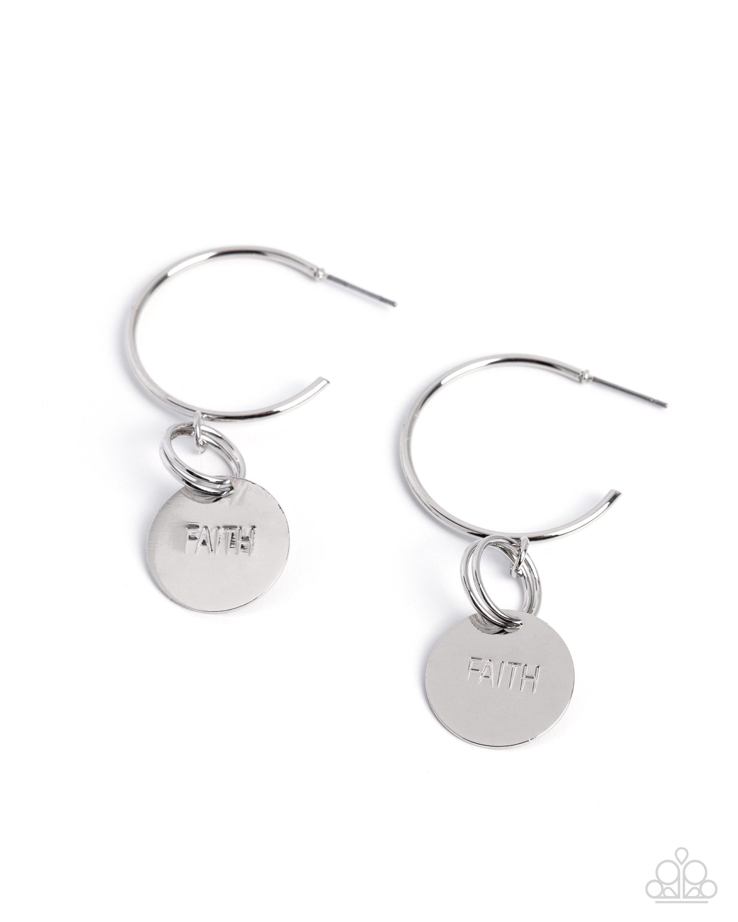 Balanced Belief - Silver Drop Hoop "Faith" Earrings - Paparazzi Accessories