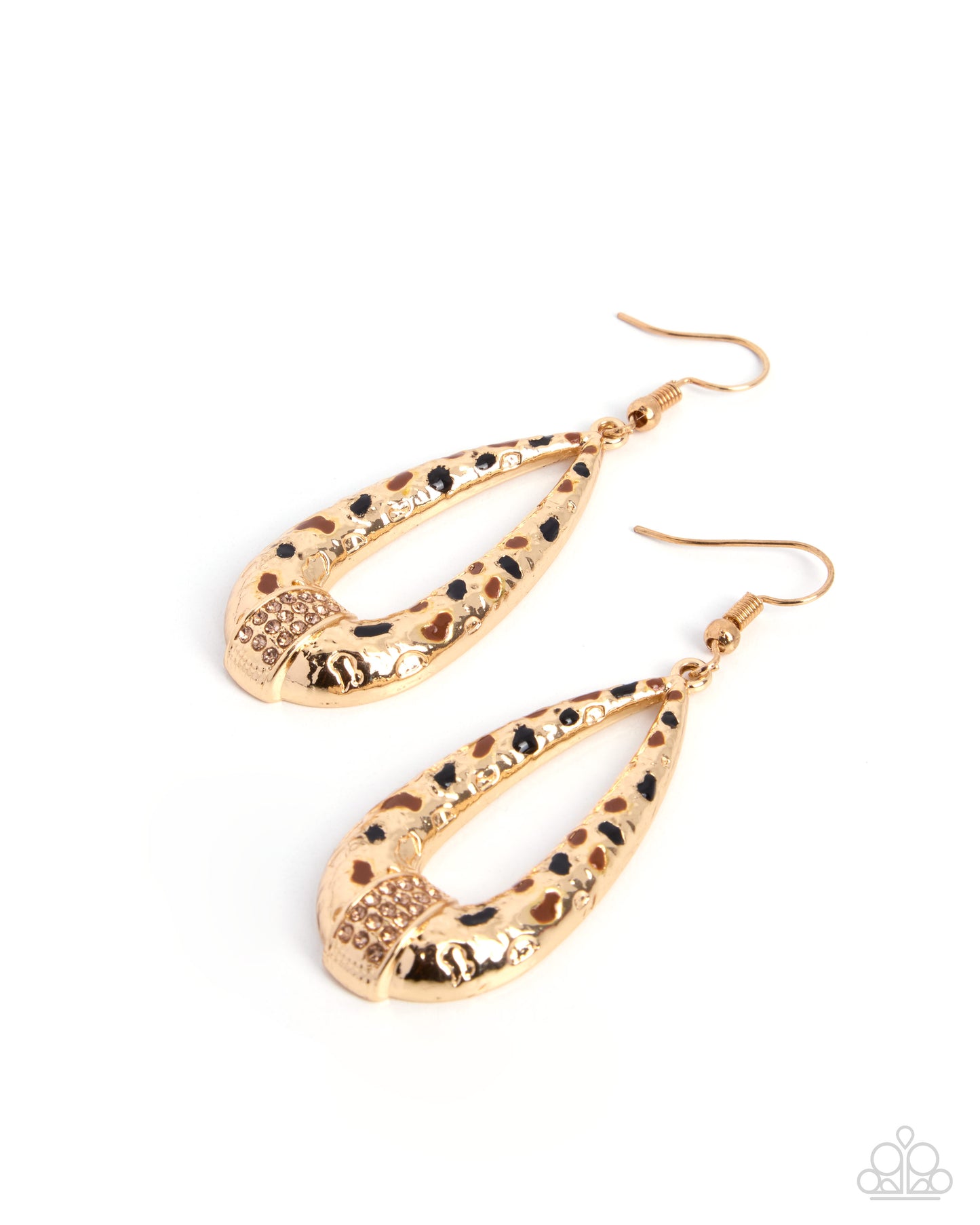 Sunset Song - Brown and Black Rhinestone, Gold Teardrop Earrings - Paparazzi Accessories