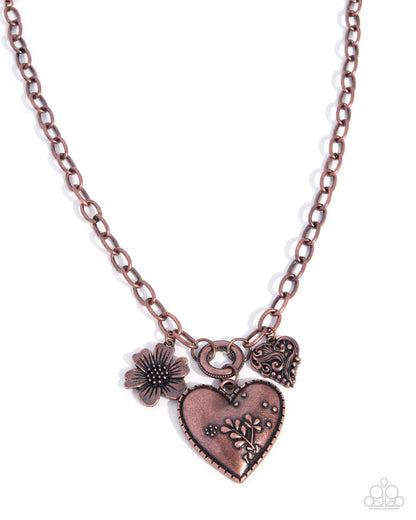 Whimsical Waiver - Copper Heart Pendant Necklace - Paparazzi Accessories