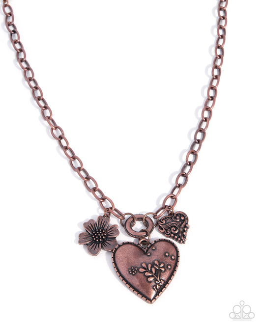 Whimsical Waiver - Copper Heart Pendant Necklace - Paparazzi Accessories