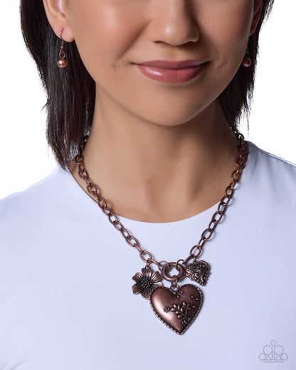 Whimsical Waiver - Copper Heart Pendant Necklace - Paparazzi Accessories