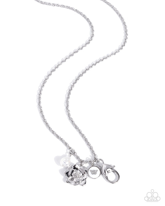 Eclectic Elementary - White Pearl, Silver Charm Lanyard - Paparazzi Accessories
