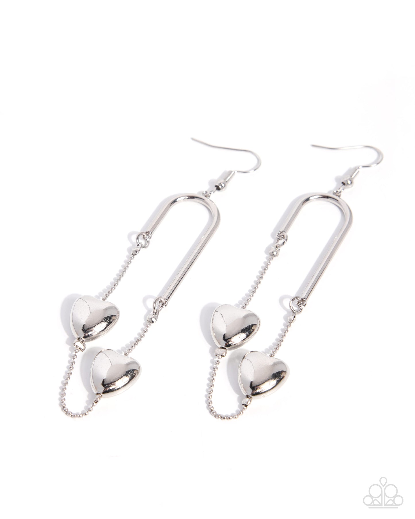 Captivating Cascade - Silver Heart, Dangle Earrings - Paparazzi Accessories