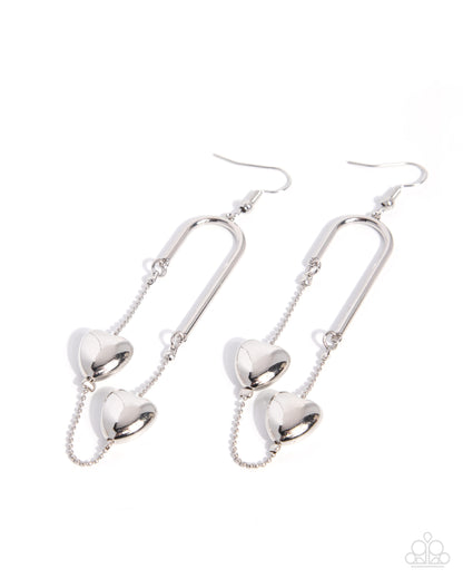 Captivating Cascade - Silver Heart, Dangle Earrings - Paparazzi Accessories