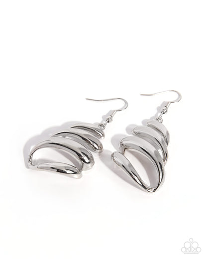 Emerging Elegance - Silver Spiral Earrings - Paparazzi Accessories