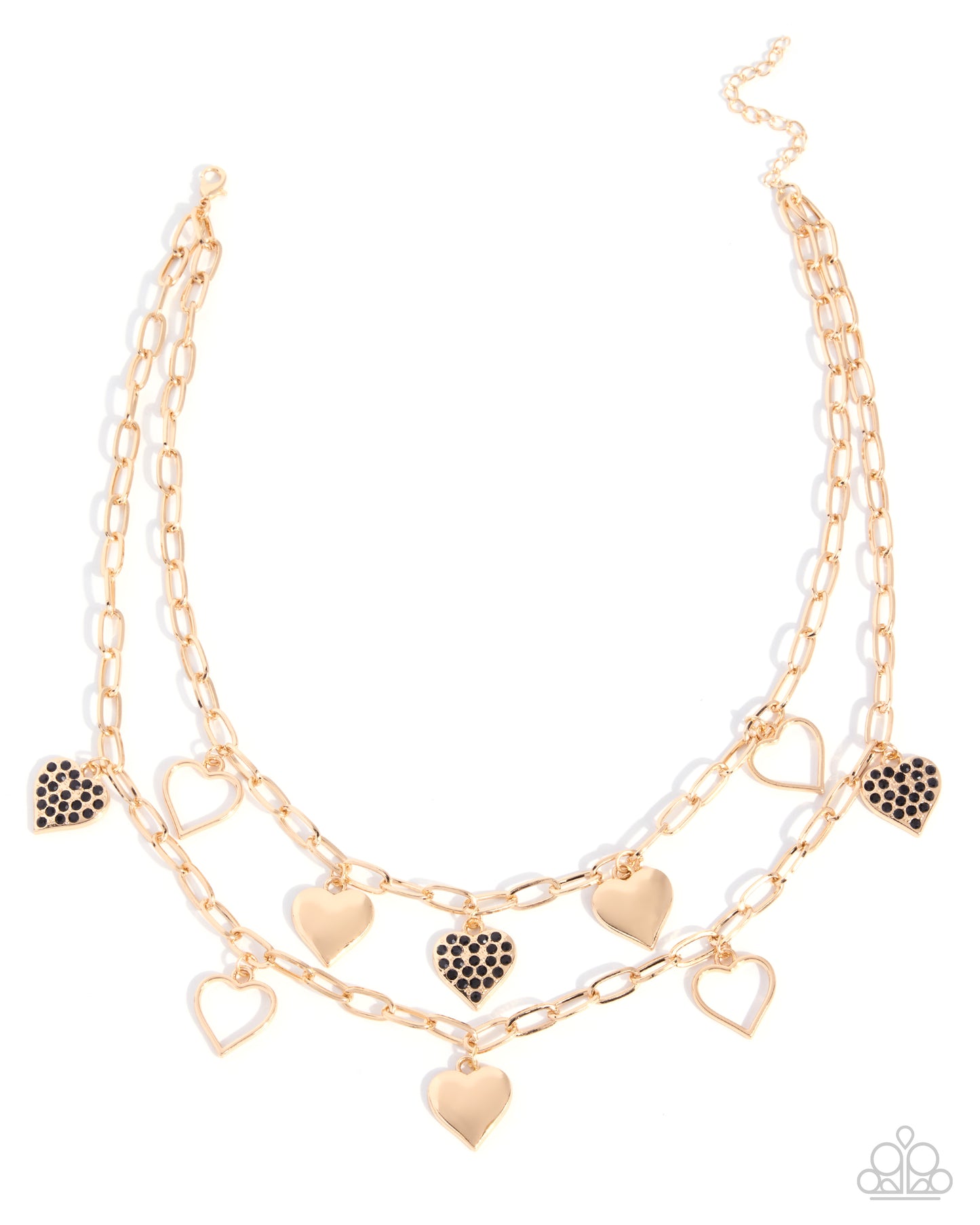 Girlfriend Privileges - Black Rhinestone, Gold Chain Necklace - Paparazzi Accessories
