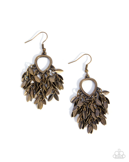 Fringe Freestyle - Brass Dangle Earrings - Paparazzi Accessories