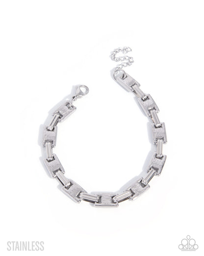 Structured Scene - Silver Stainless Steel Urban Bracelet - Paparazzi Accessories