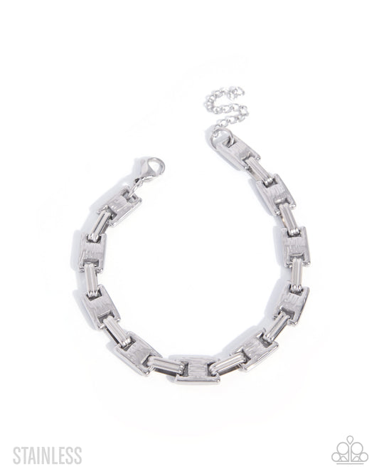 Structured Scene - Silver Stainless Steel Urban Bracelet - Paparazzi Accessories