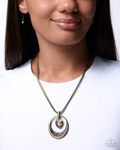 Suspended Stardust - Brass Necklace - Paparazzi Accessories
