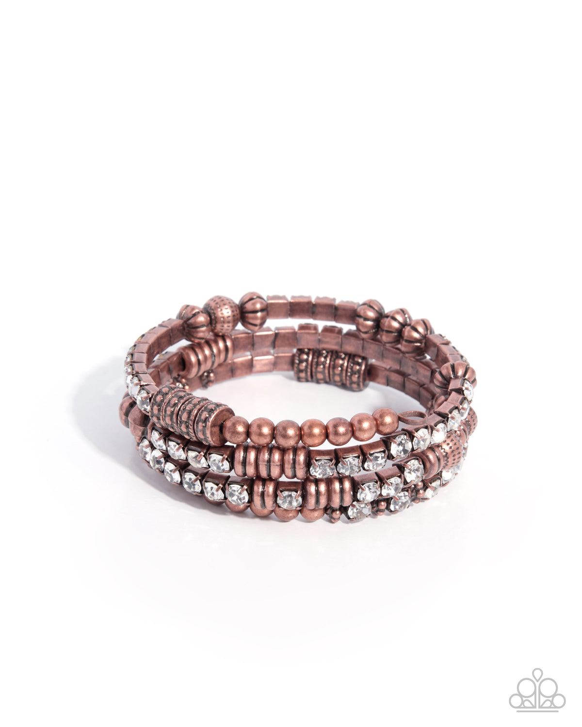 Memorable Musings - Copper and White Gemstone, Memory Coil Bracelet - Paparazzi Accessories