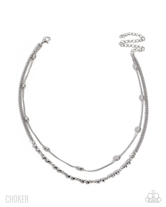 Adorable Artistry - Silver Layered Chain Necklace - Paparazzi Accessories