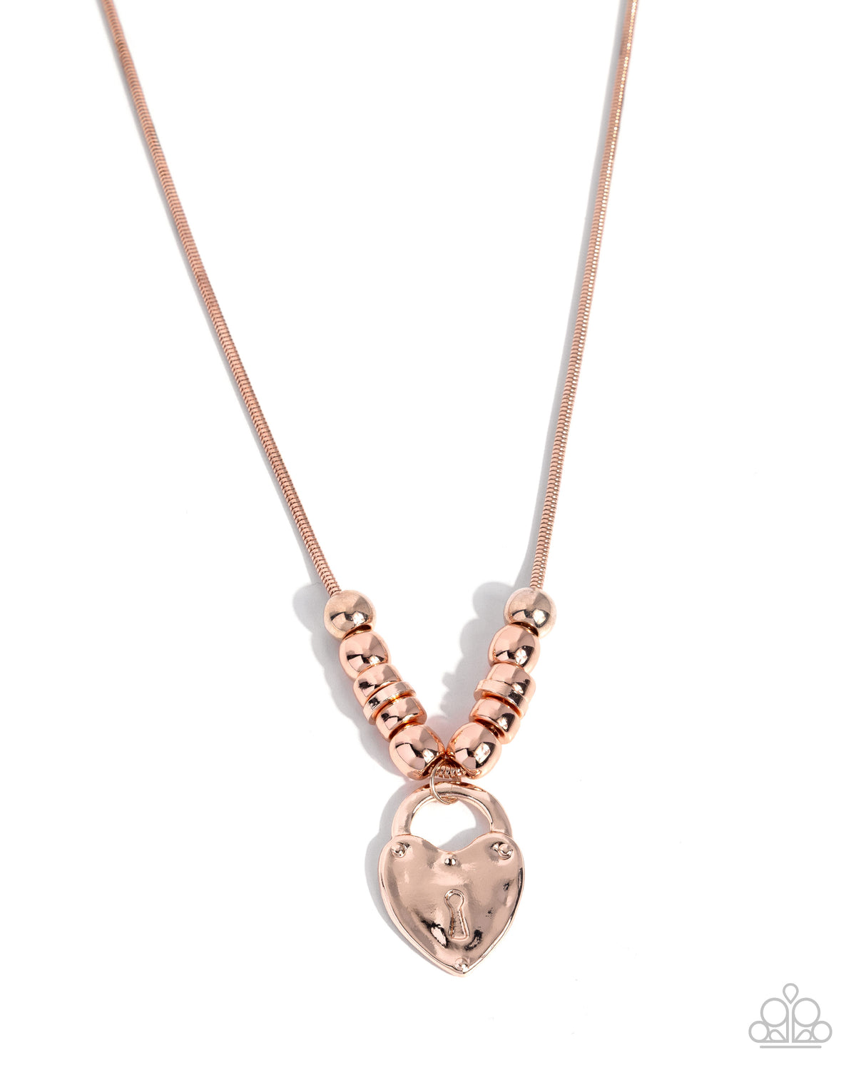 Genuine Grace - Rose Gold, Heart Padlock Pendant Necklace - Paparazzi Accessories