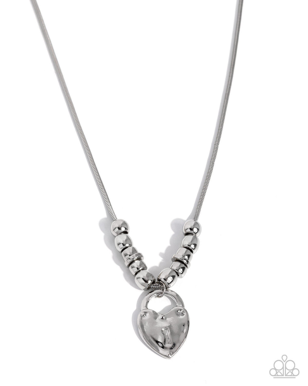 Genuine Grace - Silver Hear Lock Necklace - Paparazzi Accessories