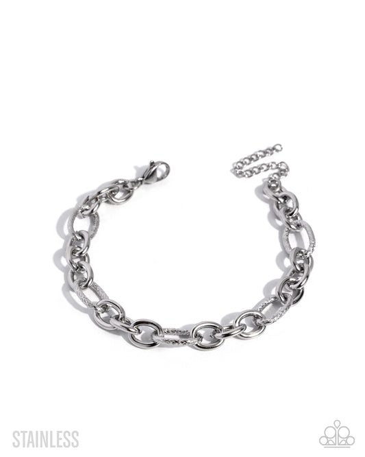 Defiant Drama - Silver Stainless Steel Urban Bracelet - Paparazzi Accessories
