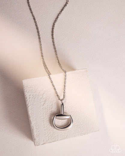 Stirrup Season - Silver Necklace - Paparazzi Accessories