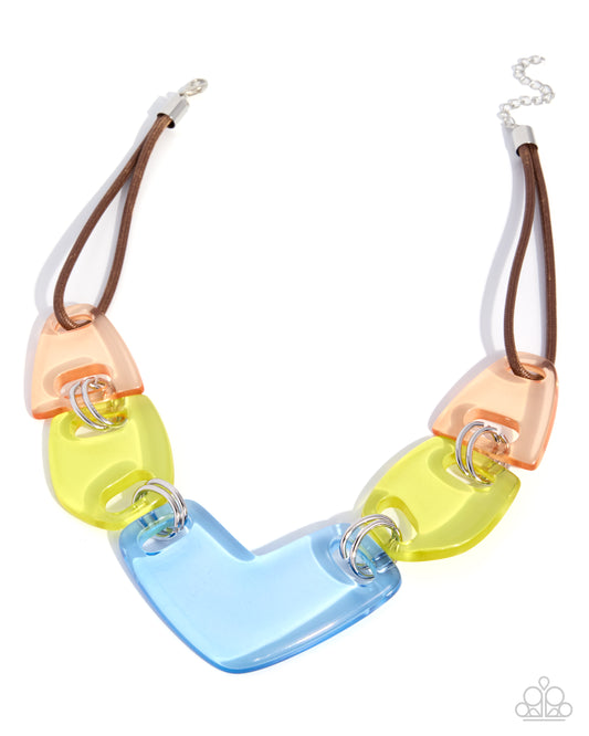 Rested in Radiance - Multi Acrylic, Brown Corded Neckalce - Paparazzi Accessories