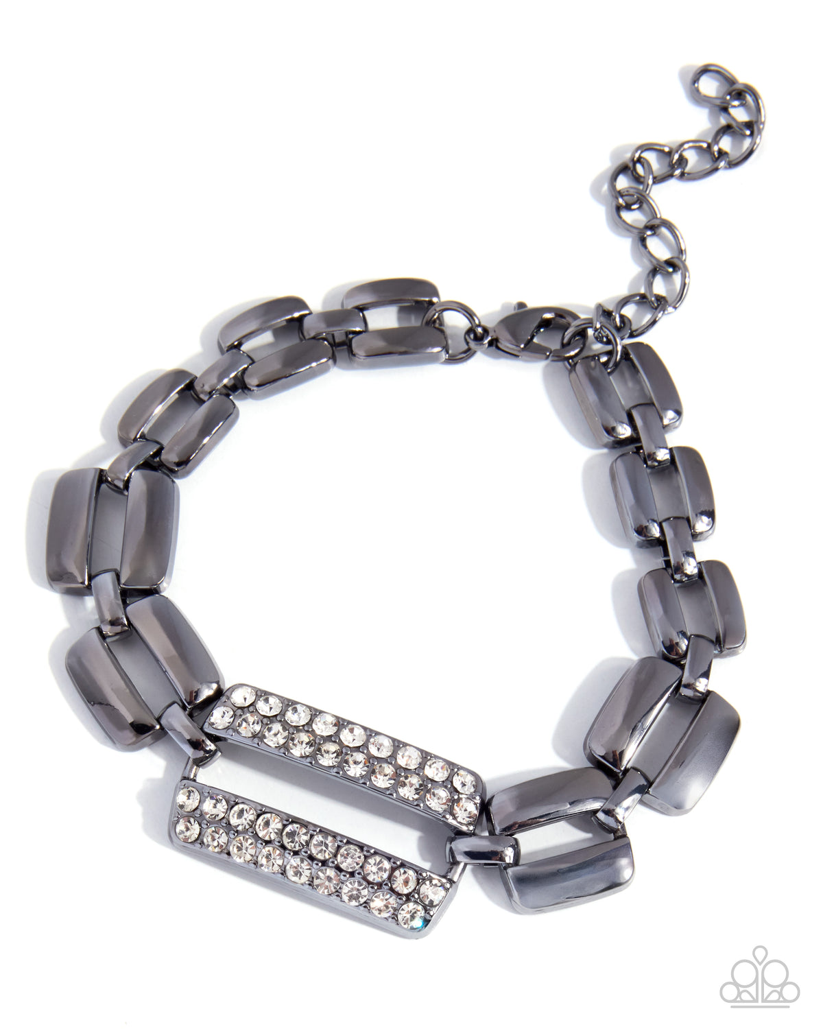 Elaborately Enough - Black Chain, White Rhinestone Bracelet - Paparazzi Accessories