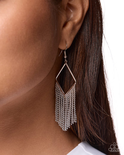 Smoldering Showdown - Silver Chain Tassle Earrings - Paparazzi Accessories