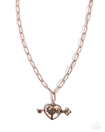 Genuine Whimsy - Gold Heart Pendant Necklace - Paparazzi Accessories