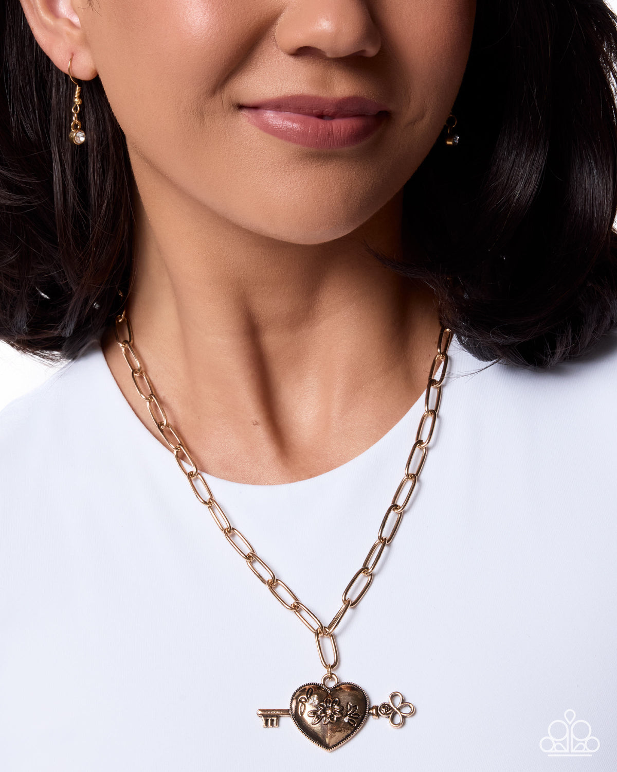 Genuine Whimsy - Gold Heart Pendant Necklace - Paparazzi Accessories