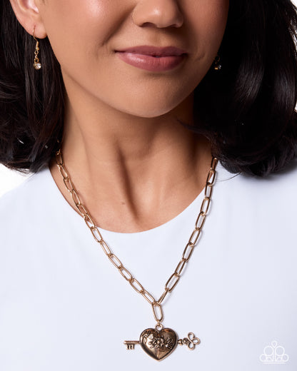 Genuine Whimsy - Gold Heart Pendant Necklace - Paparazzi Accessories