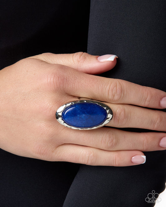 Idealistic Intrigue - Blue Stone, Silver Ring - Paparazzi Accessories