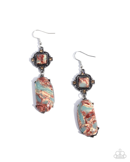 Serene Showcase - Multi Marbled Stone Earrings - Paparazzi Accessories