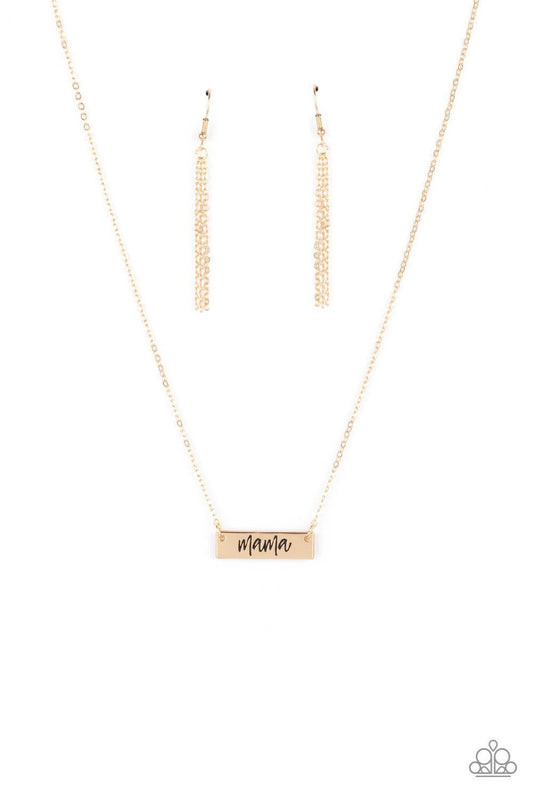 Blessed Mama - Gold Bar Necklace - Paparazzi Accessories