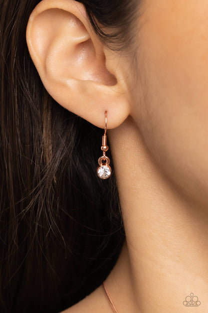Haute Hybrid - Copper - Half Rhinestone Half Pearl Necklace - Paparazzi Accessories