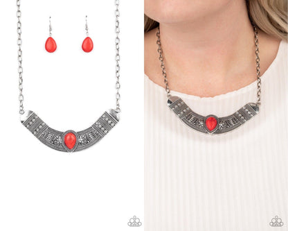 Very Venturous - Red Stone Necklace - Paparazzi Accessories