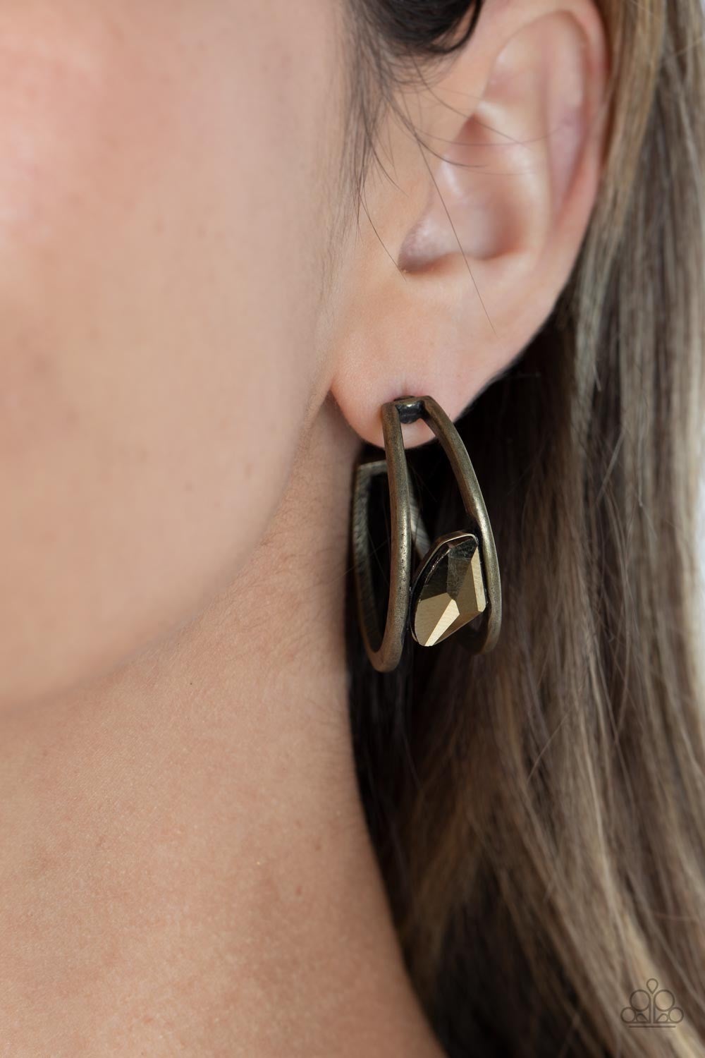 Unrefined Reverie - Brass Hoop Earrings - Paparazzi Accessories