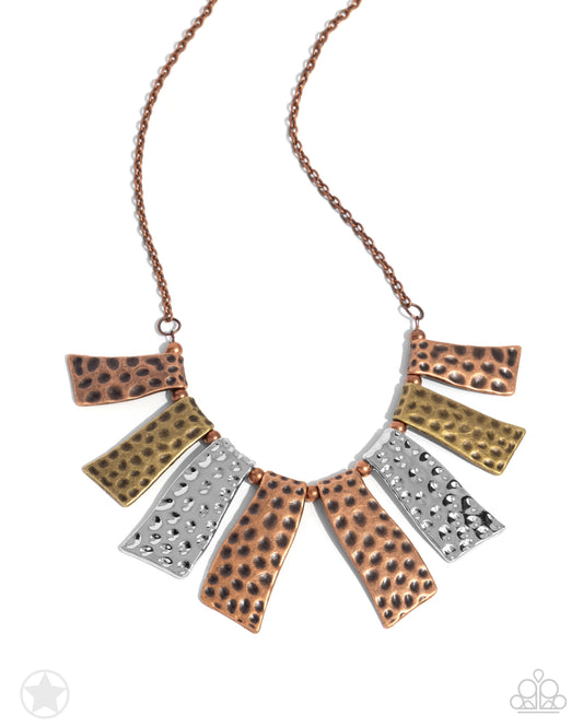A Fan of the Tribe - Mixed Metal "Blockbuster" Necklace - Paparazzi Accessories