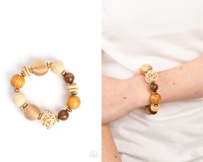 Happily Homespun - Brown Bracelet - Paparazzi Accessories