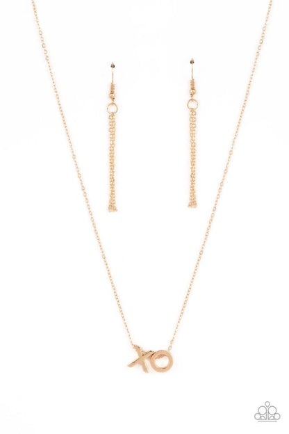 Hugs and Kisses - Gold XO Necklace - Paparazzi Accessories
