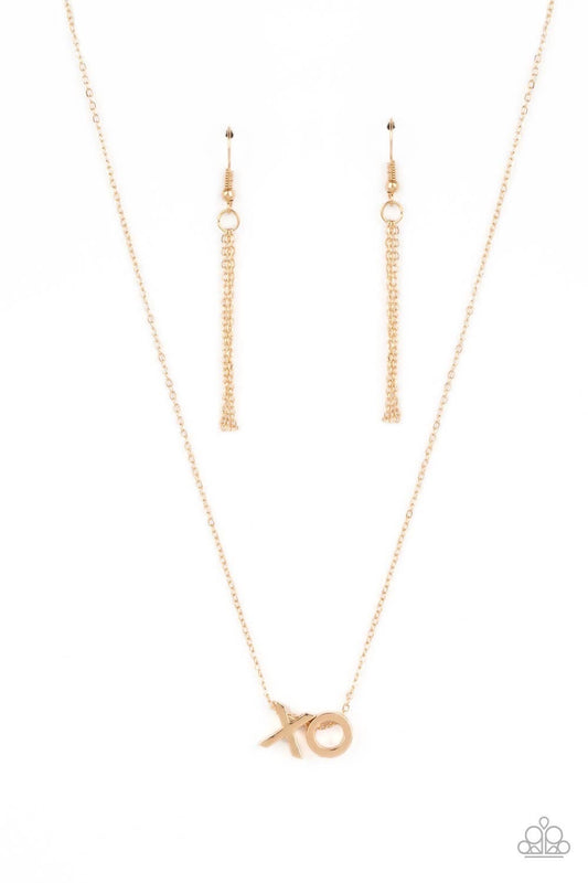 Hugs and Kisses - Gold XO Necklace - Paparazzi Accessories