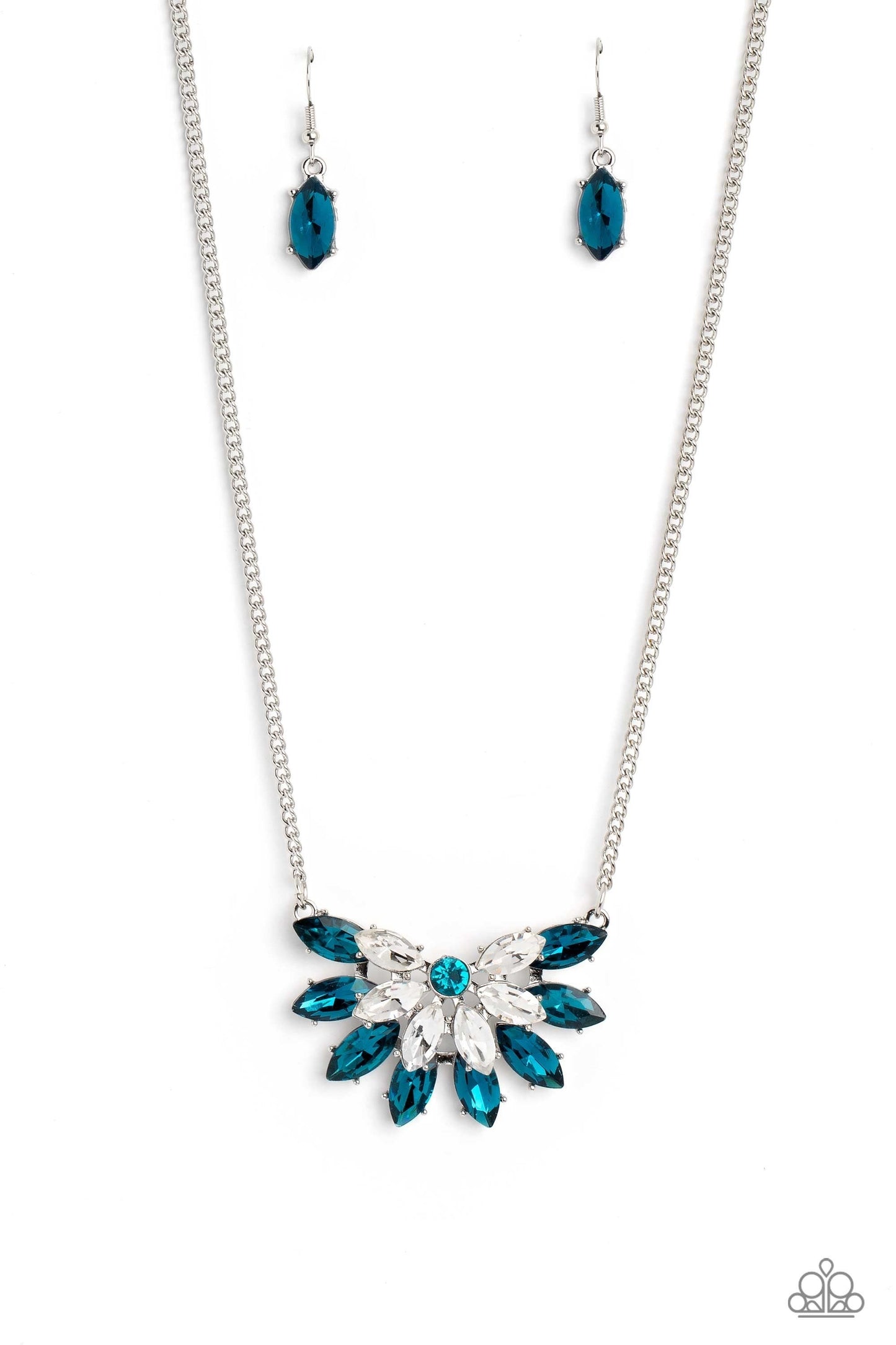 Frosted Florescence - Blue Rhinestone Necklace - Paparazzi Accessories