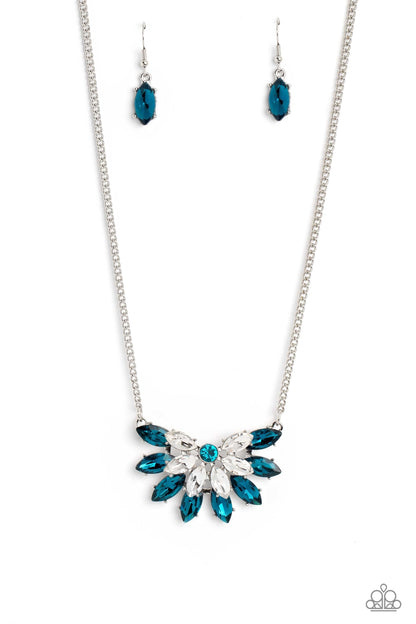 Frosted Florescence - Blue Rhinestone Necklace - Paparazzi Accessories