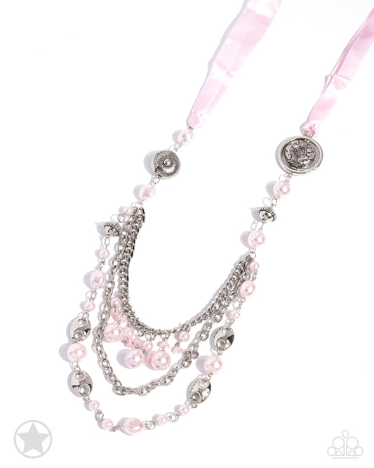 All The Trimmings - Pink Ribbon "Blockbuster" Necklace - Paparazzi Accessories